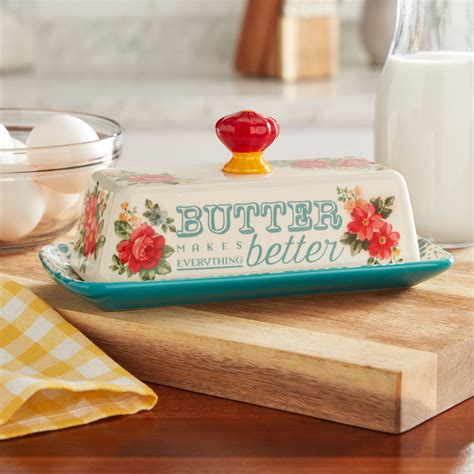The Pioneer Woman Vintage Floral Salt And Pepper And Butter Dish Set