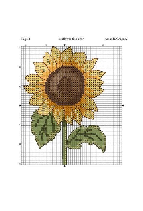 Amanda Gregory cross-stitch design: free sunflower cross stitch chart