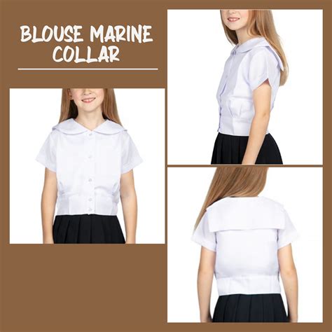 Blouse Marine Collar Plain White School Uniform For Girls Good Quality