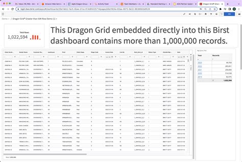 Break the 50K row barrier in Birst Dashboards with Dragon Grid®!