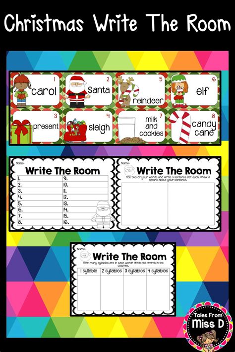 Christmas Write The Room Word Cards Writing Activity Sheets