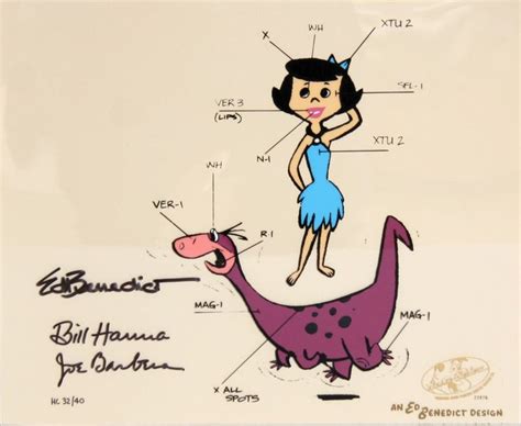 Hanna Barbera The Flintstones Betty And Dino Model Sheet Cel