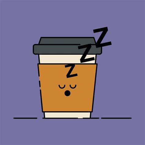 Premium Vector Cute Illustration Of A Cup Of Coffee With Sleep Face