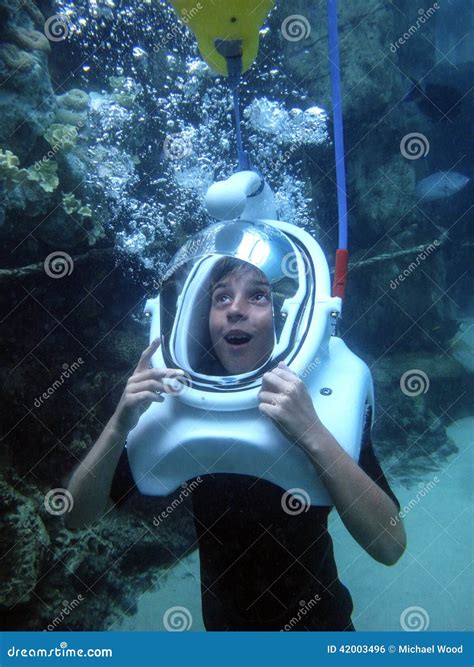 Young Boy Helmet Dive Awe Stock Photo Image 42003496