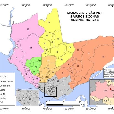 Mapa De Localização Da Cidade De Manaus Destacando Suas Zonas Download Scientific Diagram