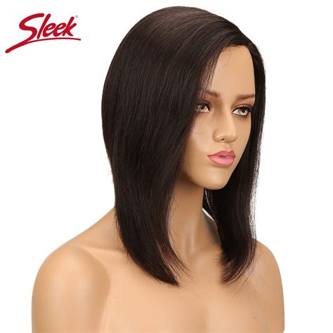 Sleek Straight Short Wigs For Black Women 100 Human Hair Wigs Side