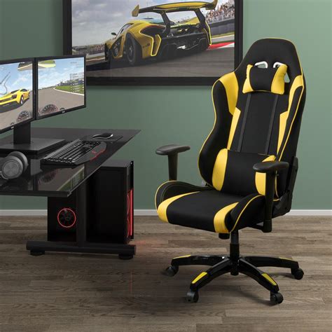 The feature plays an integral part for gamers as you need excellent wrist and arm support to enable fast reactions to help improve your gaming skills. CorLiving Black and Yellow High Back Ergonomic Office ...