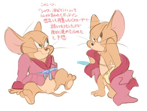 Rule 34 2017 Atori Balls Bathrobe Clothing Fur Green Eyes Japanese Text Jerry Mouse Male Male