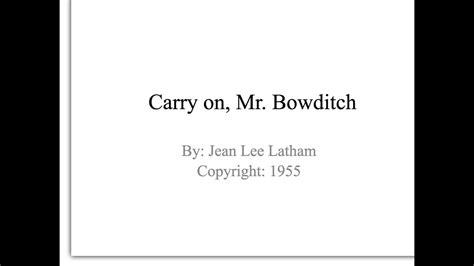 Book Discussion Carry On Mr Bowditch Introduction Youtube