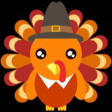 Cute Turkey Wearing A Hat Happy Turkey Day Thanksgiving Save A Turkey