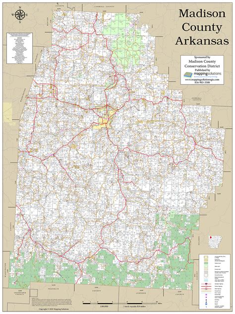 Madsion County Arkansas 2020 Wall Map Mapping Solutions
