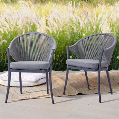 Nuu Garden Aluminum Woven Rope Outdoor Furniture Dining Chair With Gray