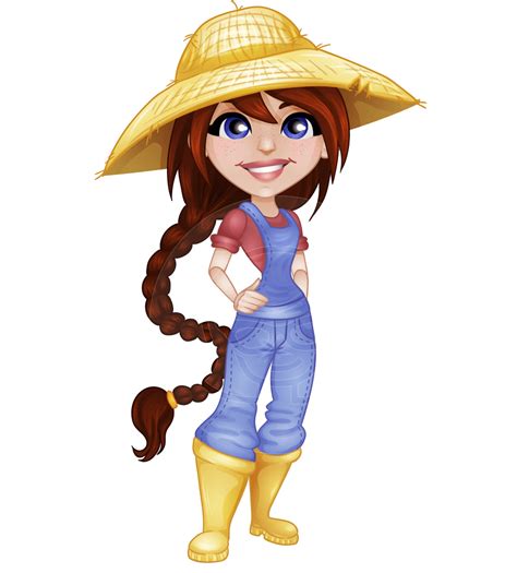 Cute Young Farmer Girl Cartoon Vector Character 112 Illustrations