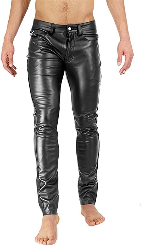Bockle® Super Skinny Faux Men Faux Leather Pants Trouser Jeans Slim