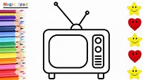 Como dibujar una TELEVISION | dibujos para niños 💓⭐ How to draw a TV ...