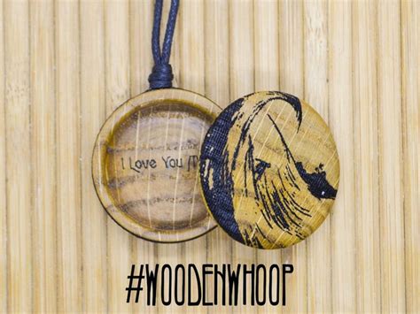 Locket Necklace Made Of Wood Organic Wooden Pendant Round Amulet