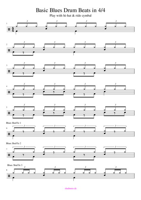 7 Easy Blues Drum Beats For Starters Free Notes She Drums Rock
