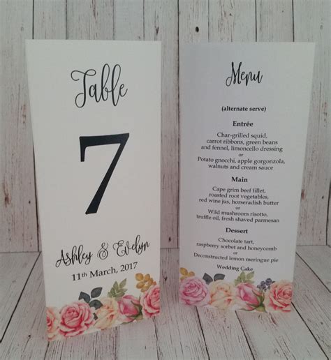 3 Sided Menu Free Standing Table Wedding Menu Table Number Which Can