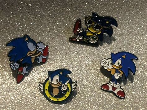 Sega Sonic The Hedgehog Pin Badge Set Of 4 Enamel Pin Badge Etsy