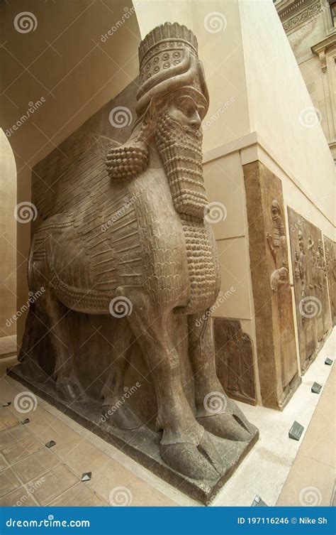 Lamassu Winged Human Head Bull Louvre Museum Editorial Photo Image