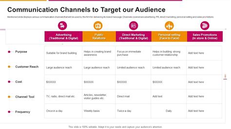 Communication Channels To Target Our Audience Successful Sales Strategy