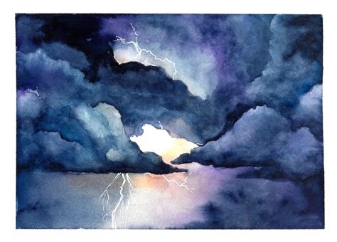 Lightning Storm Original Painting By Hiraethstudios On Etsy