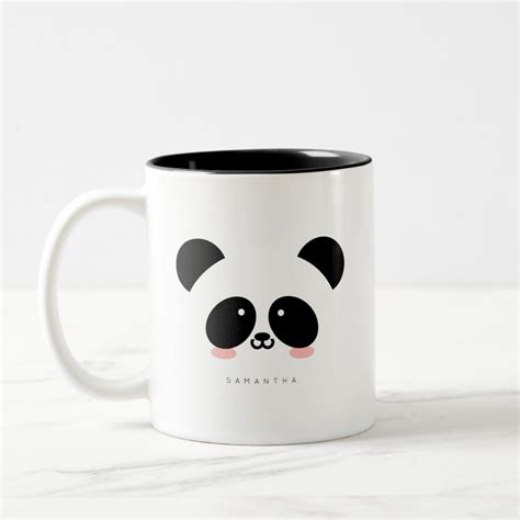 Cute Kawaii Panda Add Your Name Two Tone Coffee Mug Zazzle Kawaii