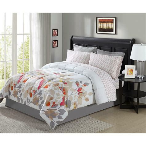 Come to walmart canada to bring relaxation home. 8 Pieces Complete Bedding Set Comforter Floral Flowers ...