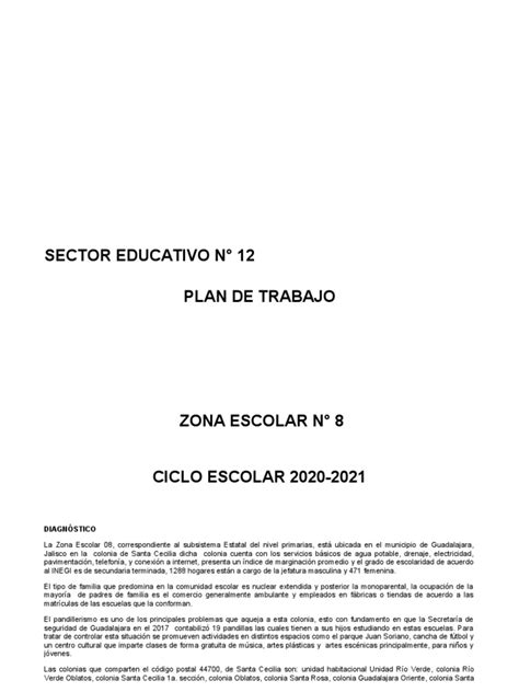 Plan De Trabajo Zona Escolar 08 Pdf Evaluación Comprensión Lectora