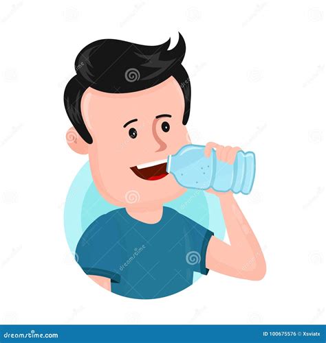 Young Man Drink Water From Plastic Bottle Stock Vector Illustration
