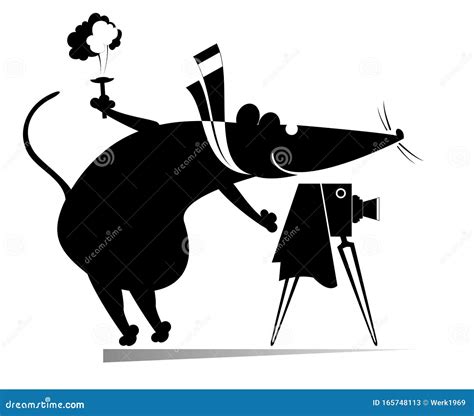 Cartoon Rat Or Mouse A Photographer Isolated Illustration Stock Vector