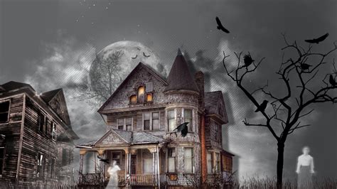 Haunted Mansion With Demons And Crows On Trees Hd Movies Wallpapers Hd Wallpapers Id