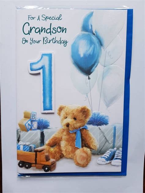 Large Age 1 Grandson Birthday Card Etsy