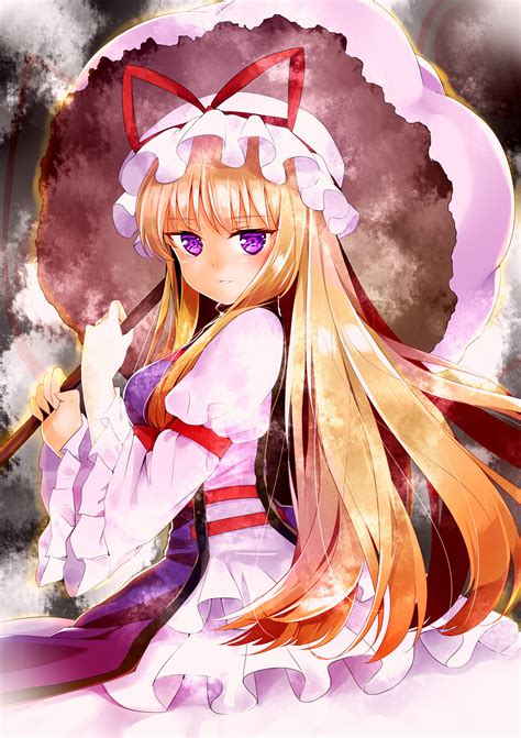 Wallpaper Illustration Blonde Long Hair Anime Girls Touhou Umbrella Dress Purple Eyes