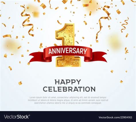 1 Year Anniversary Banner Template First Vector Image Happy Anniversary