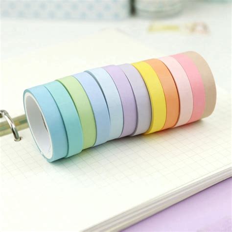 12 Rollsset Washi Tape Cute Rainbow Pastel Aesthetic Etsy