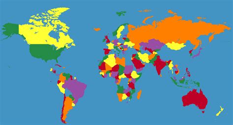 Map Of The World If Certain Countries Were Colored The Same As The