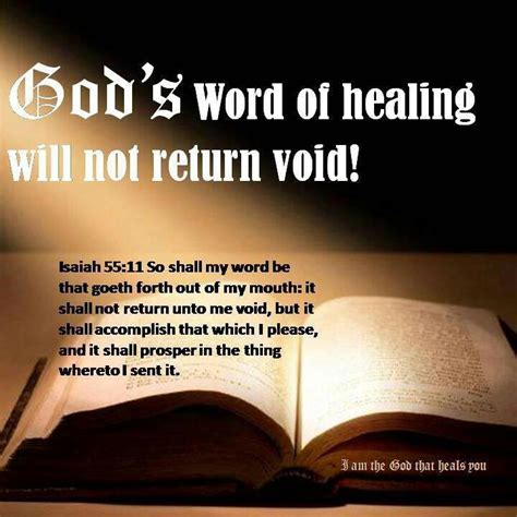 An Open Bible With The Words Gods Word Of Healthing Will Not Return Void