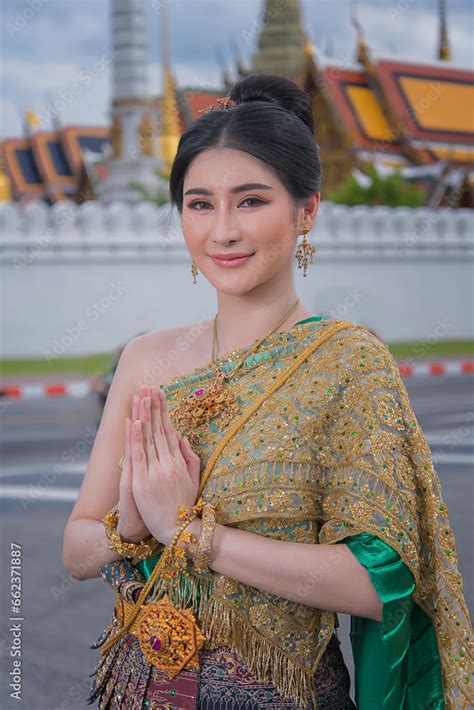 Thai Woman In Traditional Costume Of Thailand Beautiful Thai Girl In Traditional Dress Costume