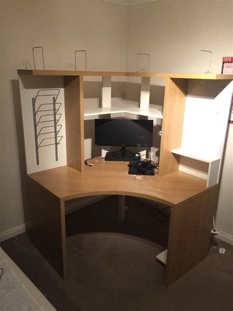 Ikea Large Office Corner Desk With Storage Shelves Whiteboard And More