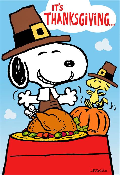 Peanuts® Snoopy and Woodstock Feast Thanksgiving Card - Greeting Cards
