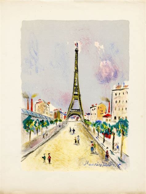 Lithographie De Maurice Utrillo La Tour Eiffel Épreuve Pour Maurice