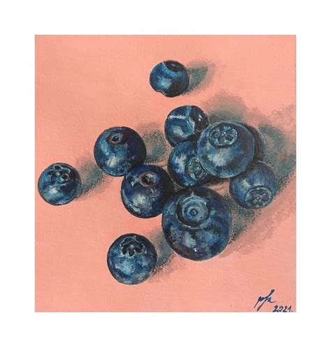 Original Blueberries Acrylic Painting Still Life Food Etsy Painting