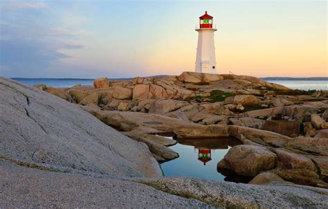 Wallpaper Stones Lighthouse Canada Peggys Cove Images