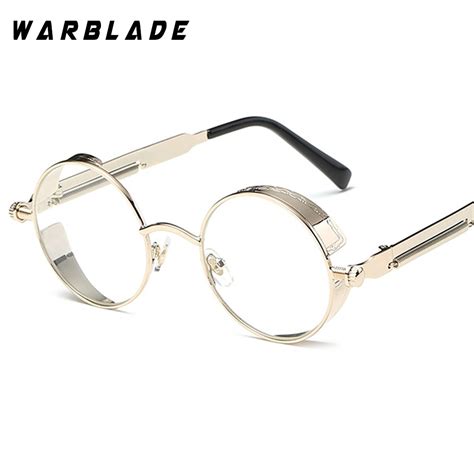 Steampunk Goggles Round Eyeglasses Clear Lens Gold Glasses Frames Men