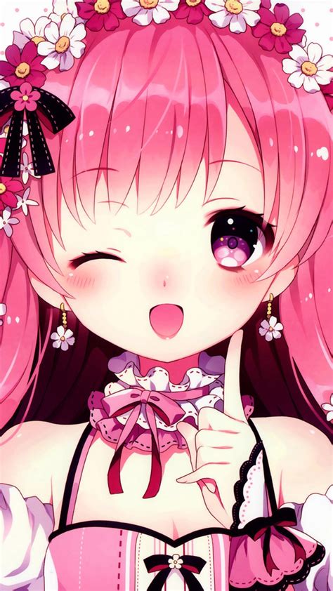 Adorable Pink Cute Kawaii Anime Girl Fotodtp
