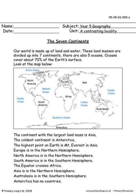 3rd Grade Geography Worksheets