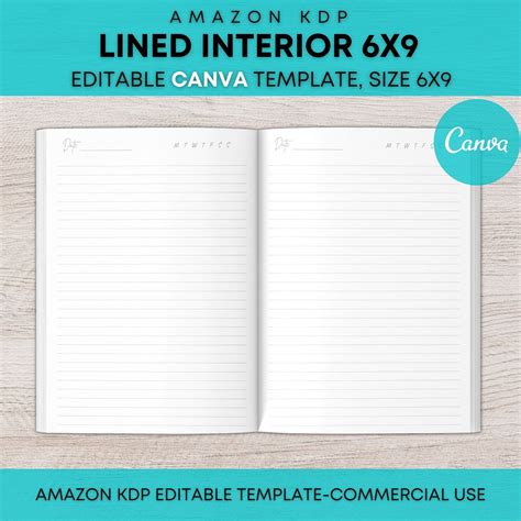 KDP Interiors, Canva Template for Low Content Books, 100 Page Lined