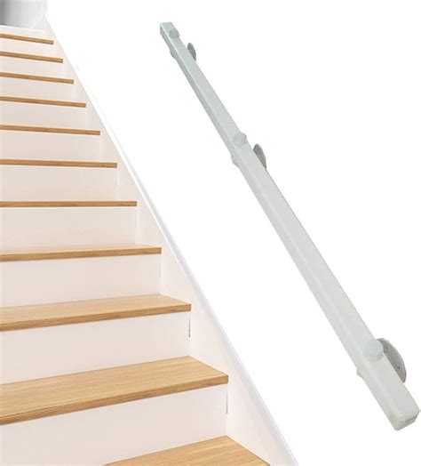Wenbing White Stair Wooden Handrail With Wrought Iron Bracket Wall