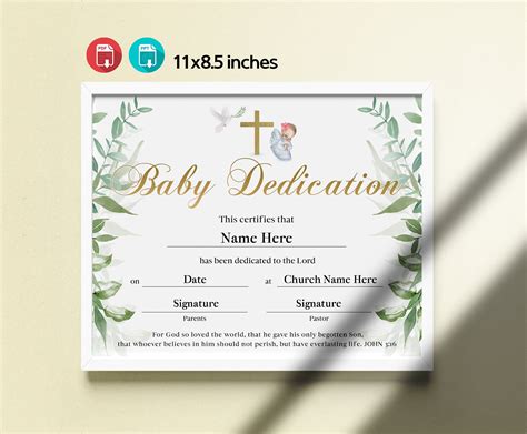 Baby Girl Dedication Certificate 11x85 Baby Dedication Etsy Uk